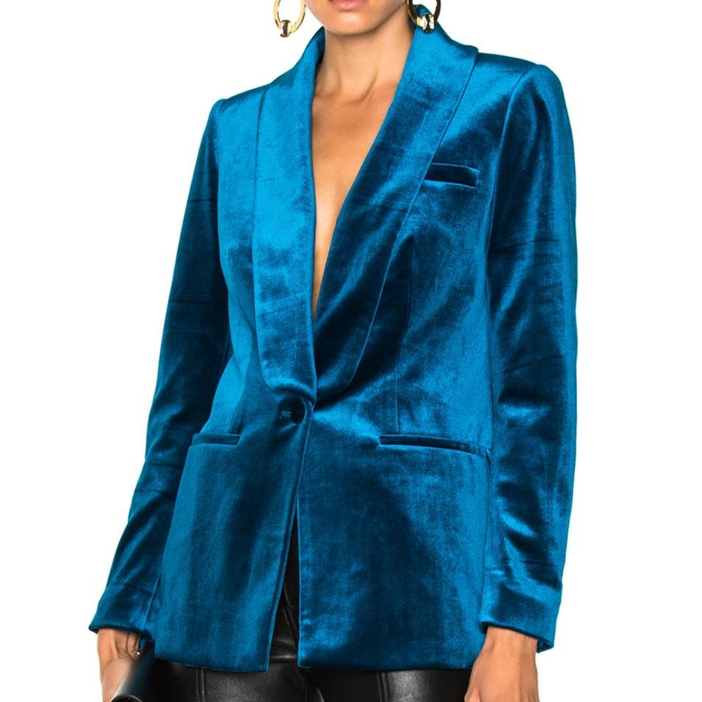 Self-portrait blue velvet blazer Size S